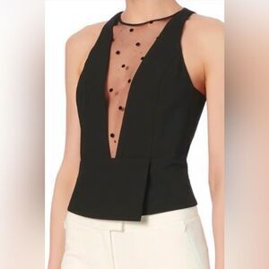 Michelle Mason Chic Black Mesh Detail top, US4